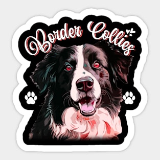 Collie Command: Intense Gaze of the Border Collie Captivates on Tee Sticker